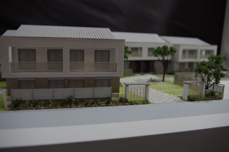 集合住宅　模型写真　住宅模型　ゲート　エントランスゲート